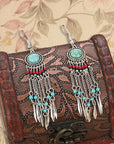 Ethnic Fringe Vintage Turquoise Earrings