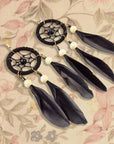 Dreamcatcher Long Feather Fringe Boho Earrings