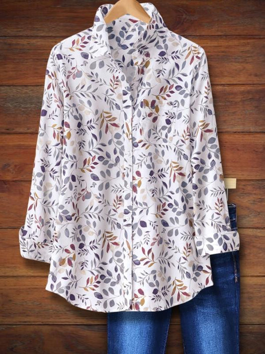 Colorful Leaf Print Blouse