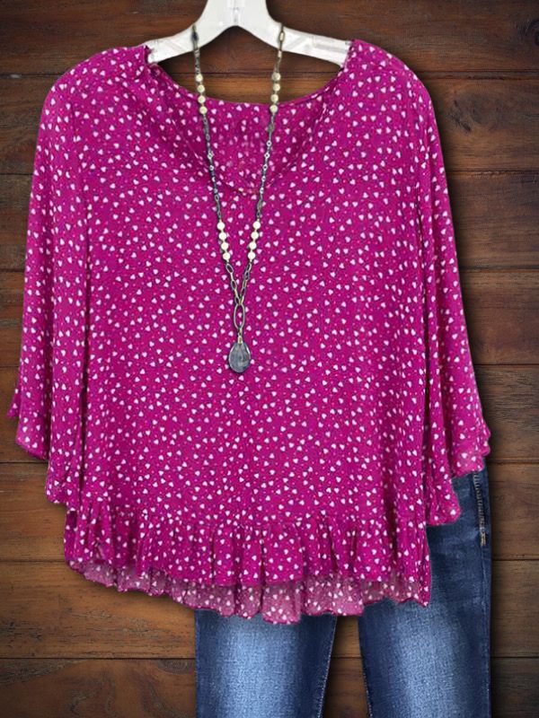 Mini Heart Print Babydoll Top