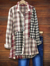 Fresh Plaid Patchwork Versatile Blouse