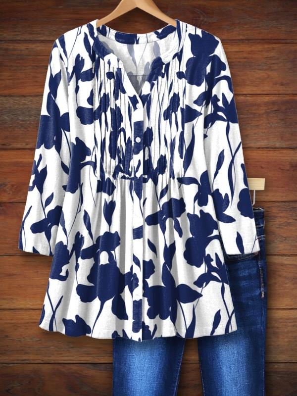 Blue And White Porcelain Print Shirt