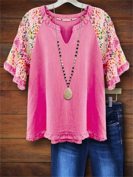 Colorful Dotted Fringed Casual Blouse