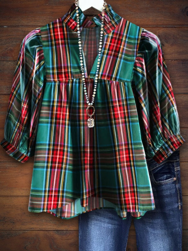 Red And Green Plaid Top