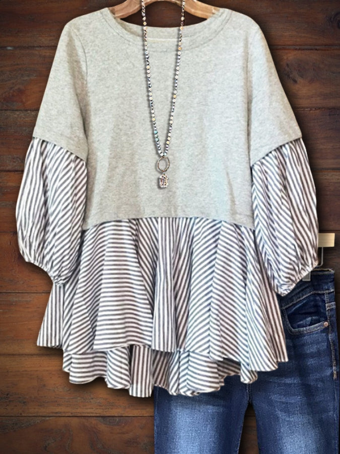 Striped Patchwork Casual Top