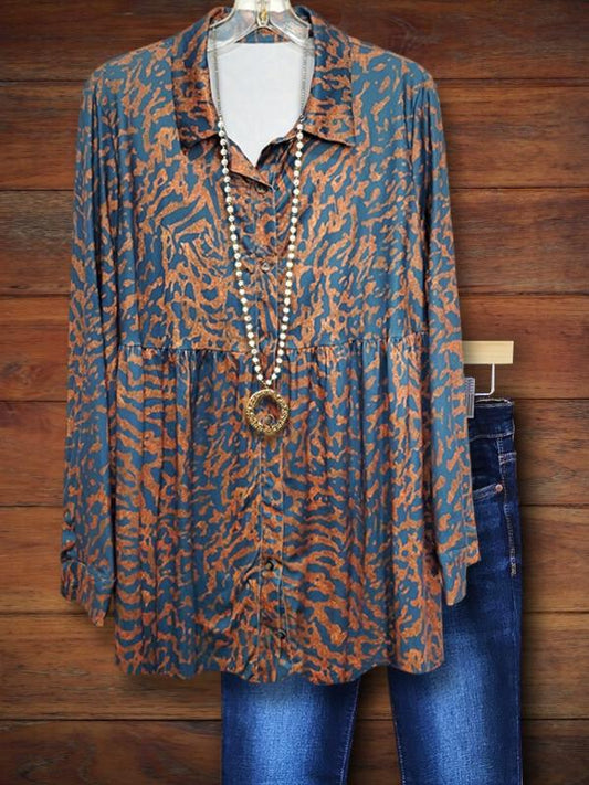 Animal Print Casual Blouse