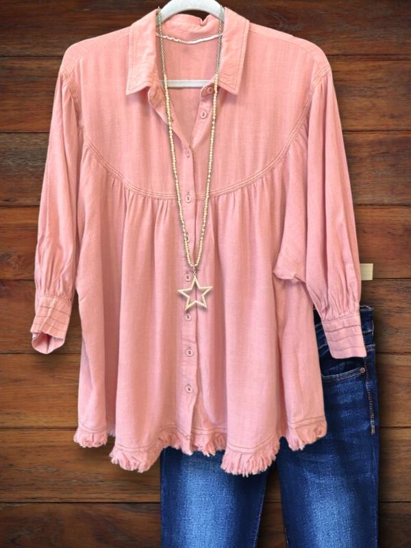 Solid Color Tassel Versatile Casual Blouse