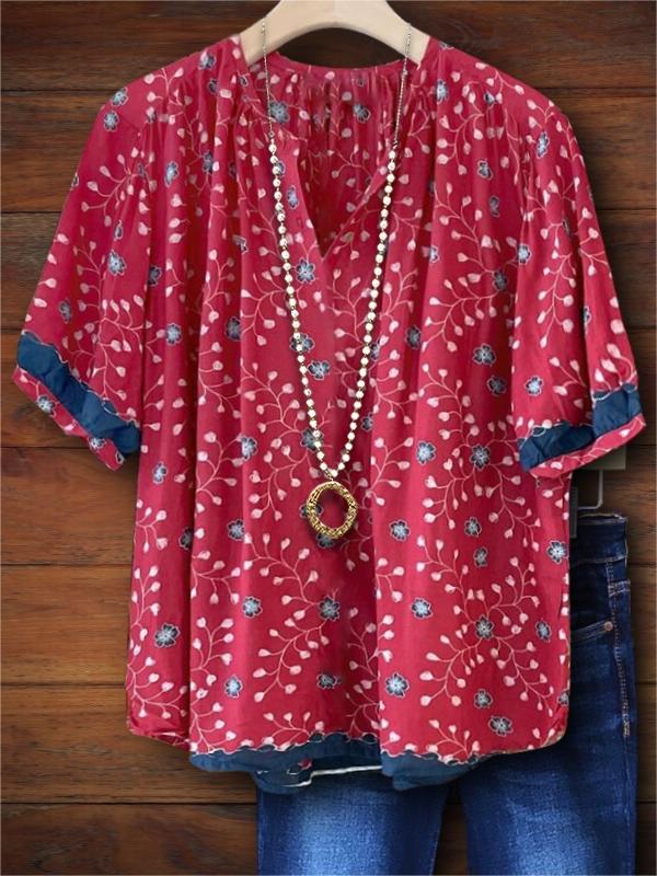 Vintage Floral Casual Blouse