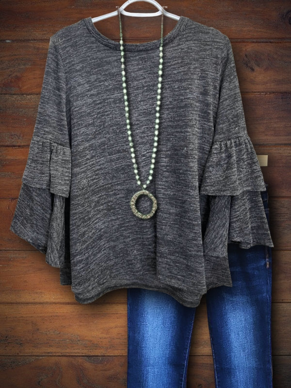 Casual Layered Ruffle Sleeve T-shirt| sassygraceboutique – shopsassygrace