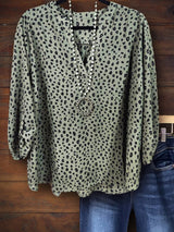 Vintage Leopard Print Top In Green