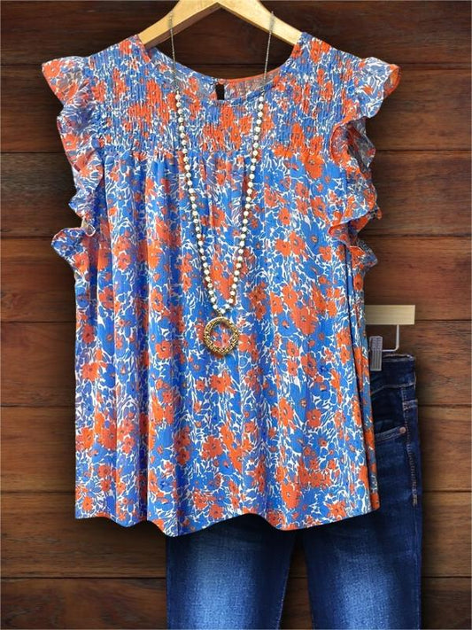 Floral Ruffled Casual Blouse