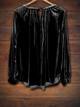 Vintage Velvet Pleated Top In Black