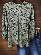 Vintage Leopard Print Top In Green