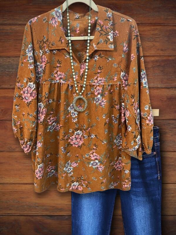 Vintage Floral Casual Blouse