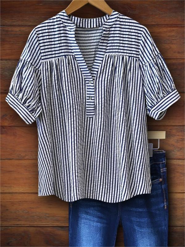 Classic Striped Versatile Casual Blouse