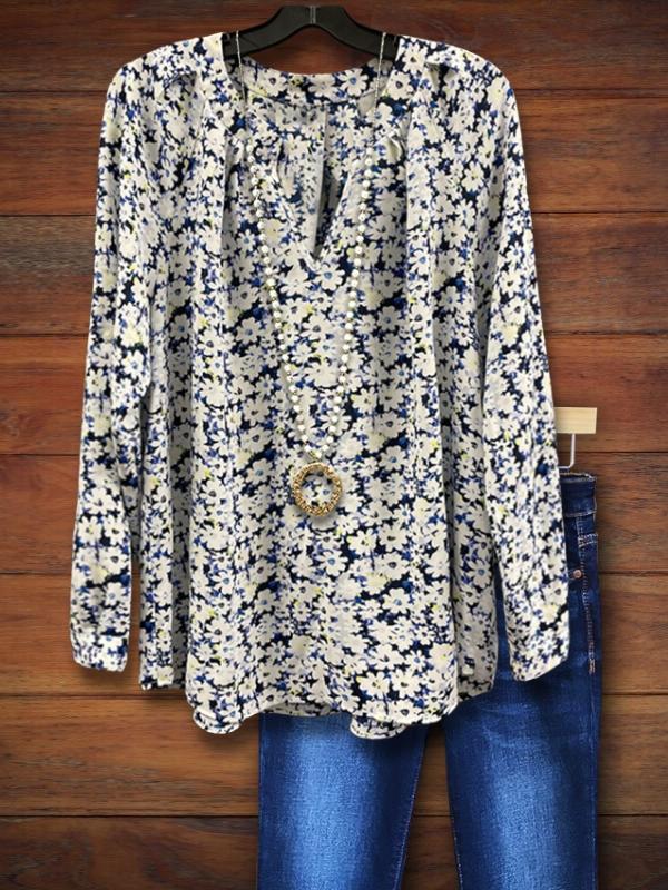 Artistic Floral Print Casual Blouse