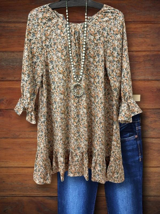 Floral Ruffled Casual Blouse