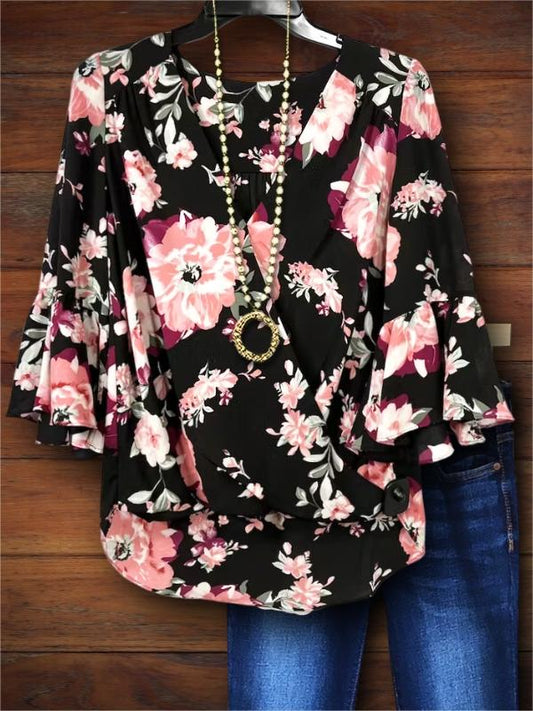 Elegant Floral Print Top