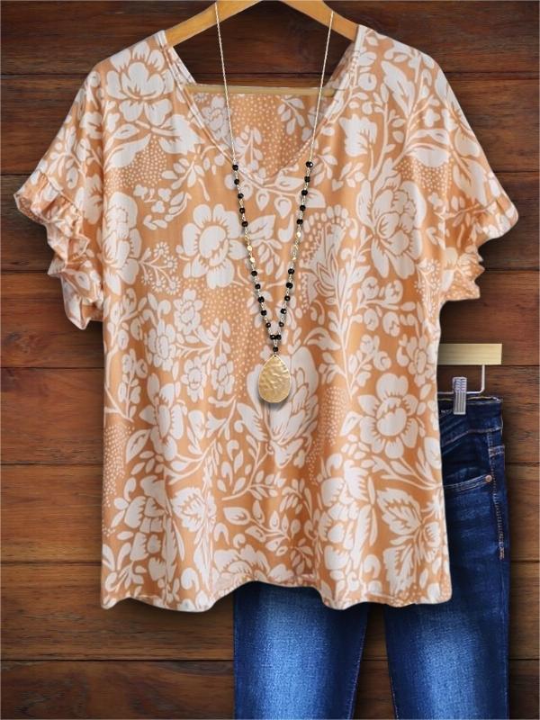 Floral Ruffled Casual Blouse