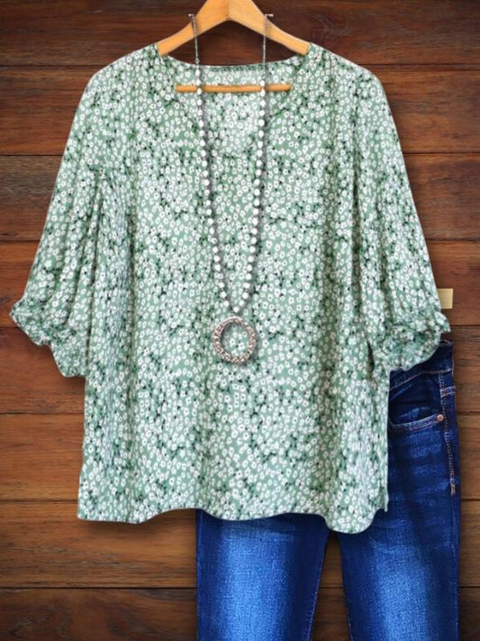 Floral Print Puff Sleeve Blouse