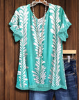 Tropical Twist Ruffled Sleeve Top