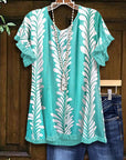 Tropical Twist Ruffled Sleeve Top