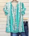 Tropical Twist Ruffled Sleeve Top