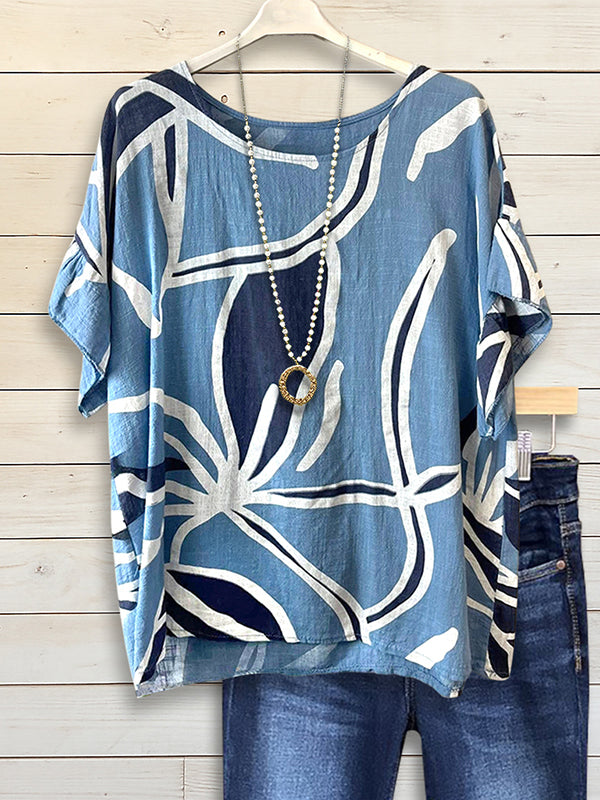 Ocean Blue Brushstroke Sleeve Tee