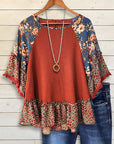 Patchwork Boho Ruffle Tee