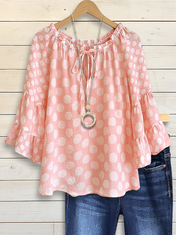 Polka Dot Off-Shoulder Ruffled Top