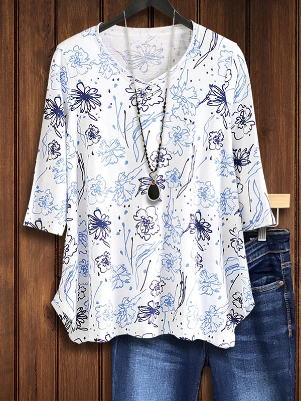 Blue Meadow V-Neck Tee