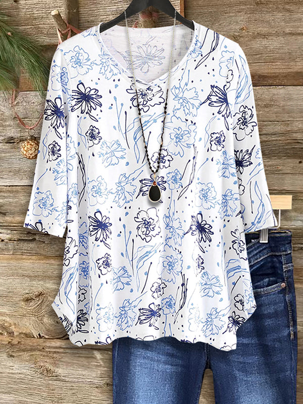 Blue Meadow V-Neck Tee