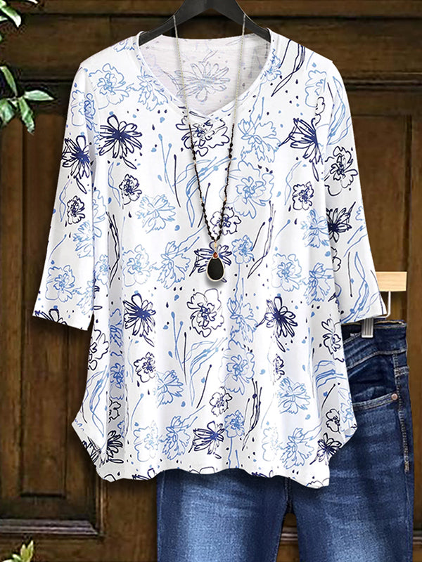 Blue Meadow V-Neck Tee