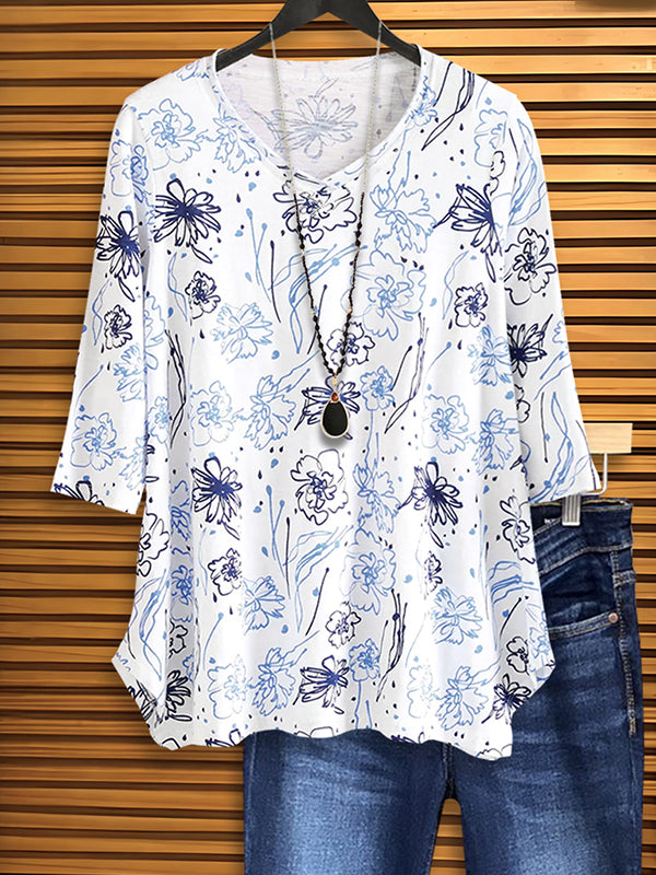 Blue Meadow V-Neck Tee