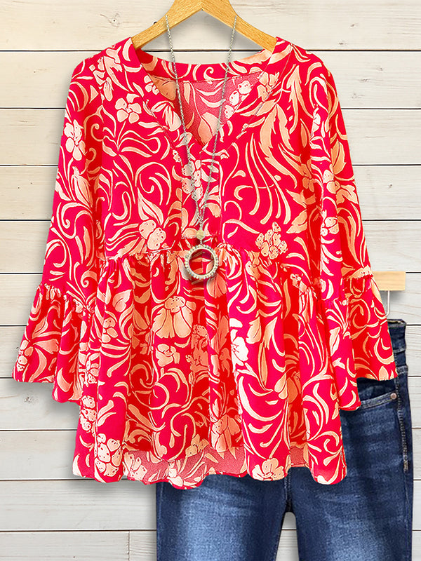 Sunset Petal Ruffled Sleeve Top