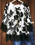 Black & White Bold Floral Sleeve Blouse