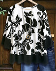 Black & White Bold Floral Sleeve Blouse