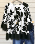Black & White Bold Floral Sleeve Blouse