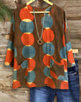 Round Neck Retro Dot Pocket Blouse