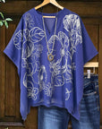 V-Neck Oversized Navy Floral Top
