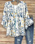 Natural Floral Bell Sleeve Top