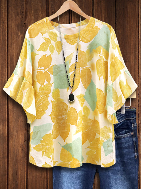 Sunny Leaf Drop Shoulder Tee