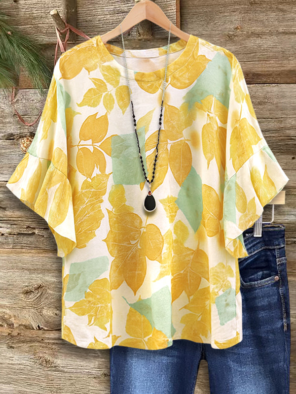 Sunny Leaf Drop Shoulder Tee