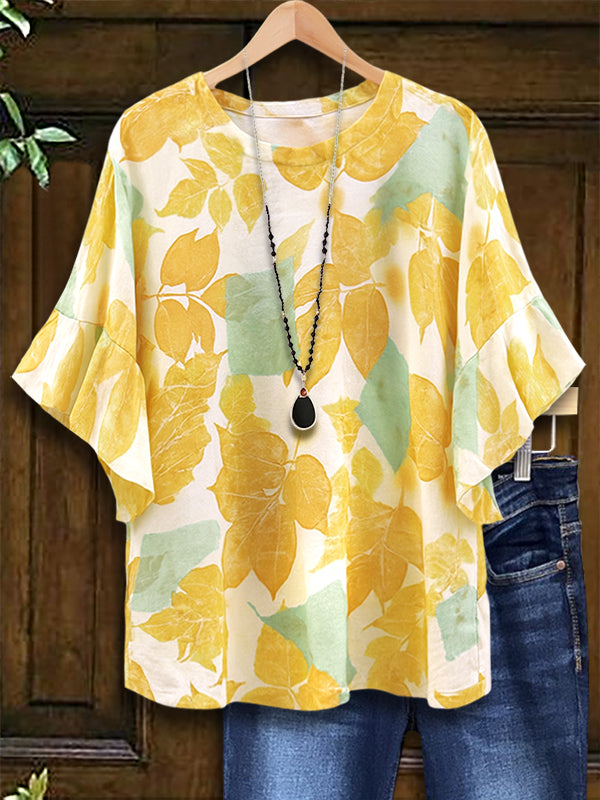Sunny Leaf Drop Shoulder Tee