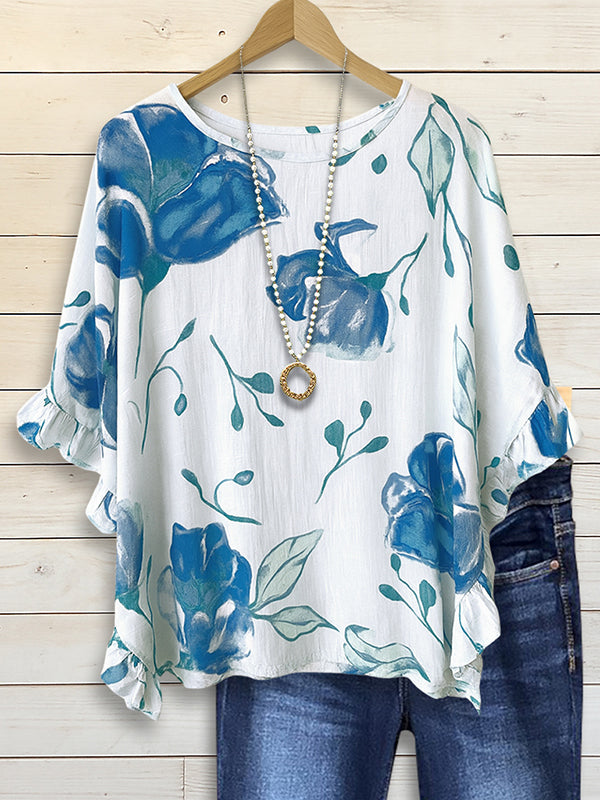 Ocean Petal Batwing Sleeve Top