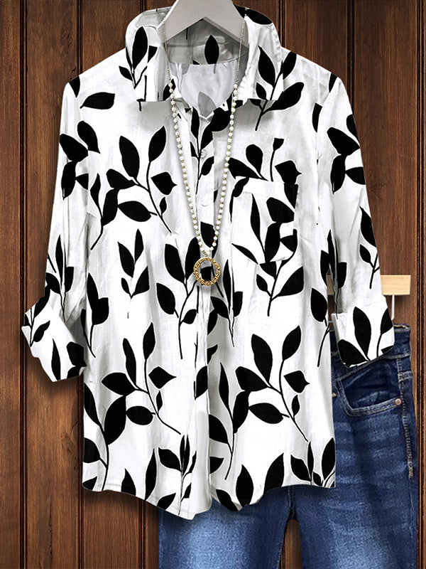 Leaf Print Casual Shirt