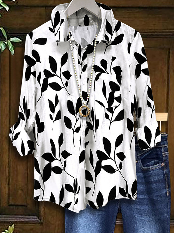 Leaf Print Casual Shirt