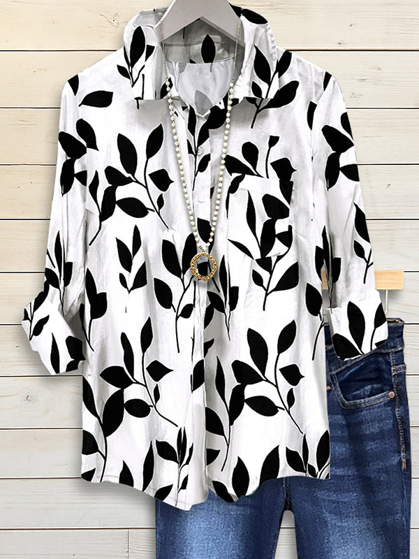 Leaf Print Casual Shirt