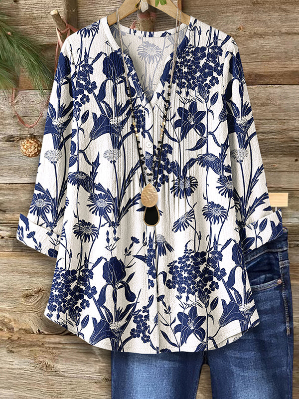 Indigo Garden V-Neck Tunic