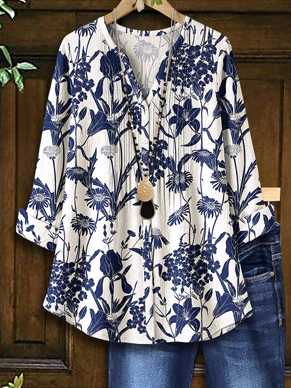 Indigo Garden V-Neck Tunic